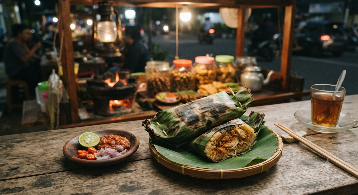 Nasi Bakar dengan isian ikan tuna/ayam